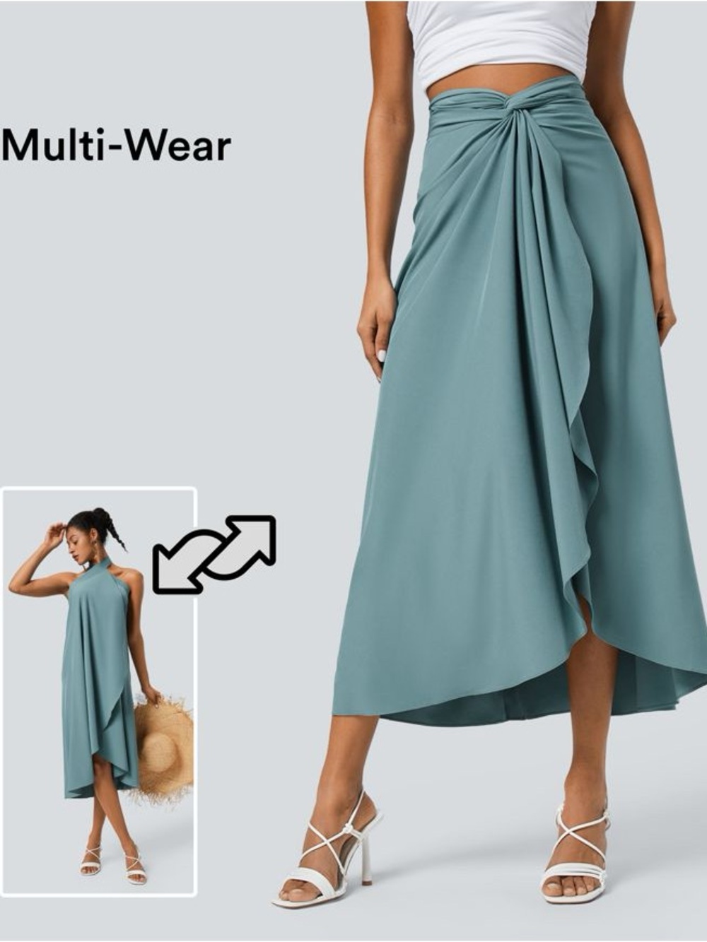 HALARA Breezeful High Waisted Wrapped Tie Back Quick Dry Skirt NWT